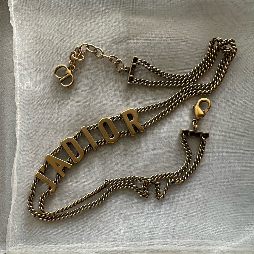 CHRISTIAN DIOR Metal J’adior Choker Necklace (aged metal)